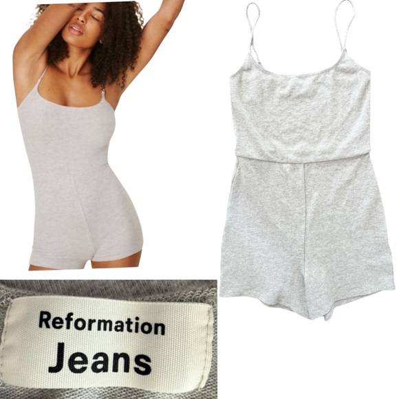 Reformation Super Soft Cashmere Like One Piece Short Romper Pajamas Gray Small - Picture 1 of 10